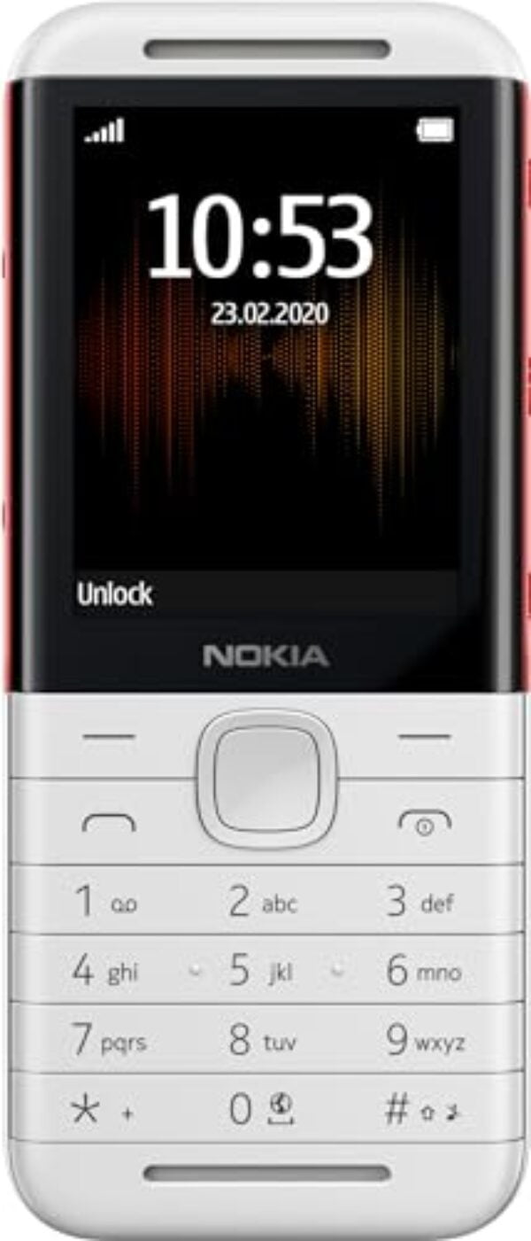 Nokia 5310 Dual SIM Keypad Phone with MP3 Player, Wireless FM Radio and Rear Camera with Flash | White/Red